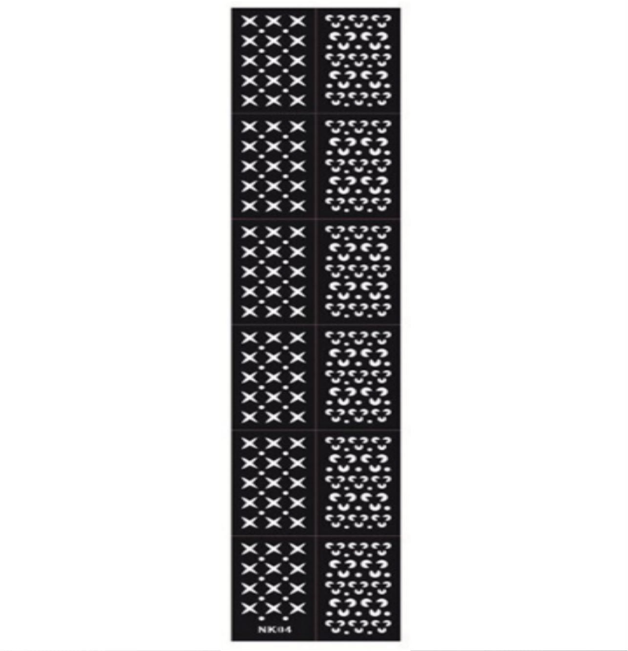 12x Nail Art Schablone NK04 - Muster Sterne/Blumen