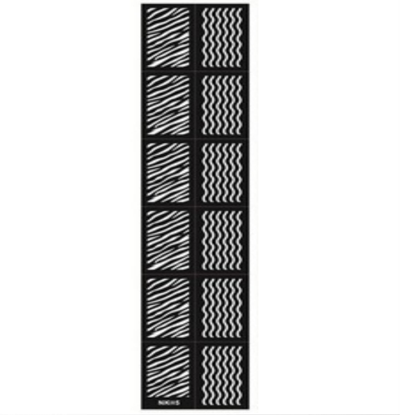12x Nail Art Schablone NK05 - Muster Zebra/Wellen