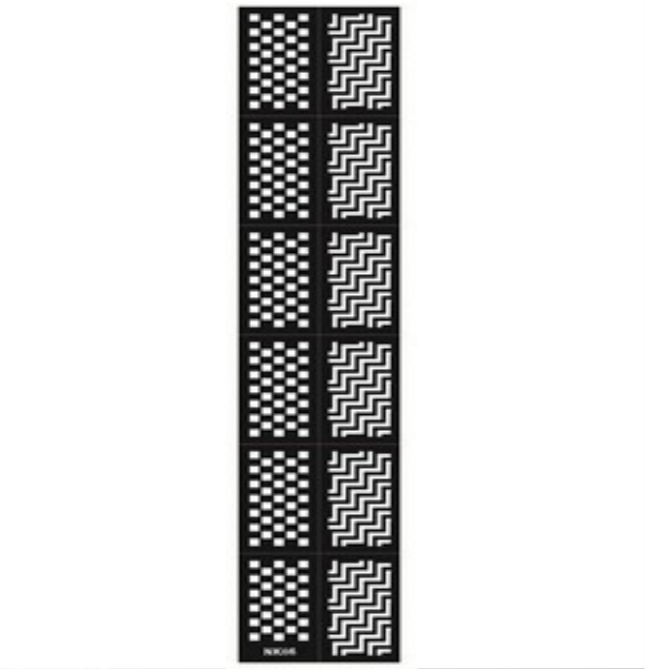 12x Nail Art Schablone NK06 - Muster Quadrate/Wellen