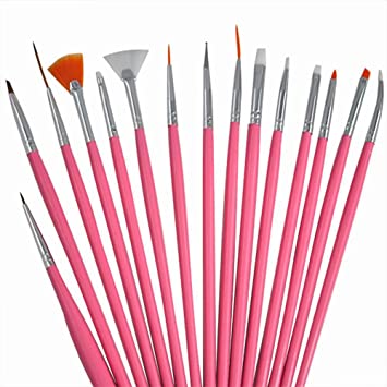 15-teiliges Nail Art Pinsel Set - Pink