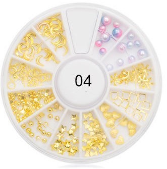 180 Strasssteine Gold Muster mit Regenbogen