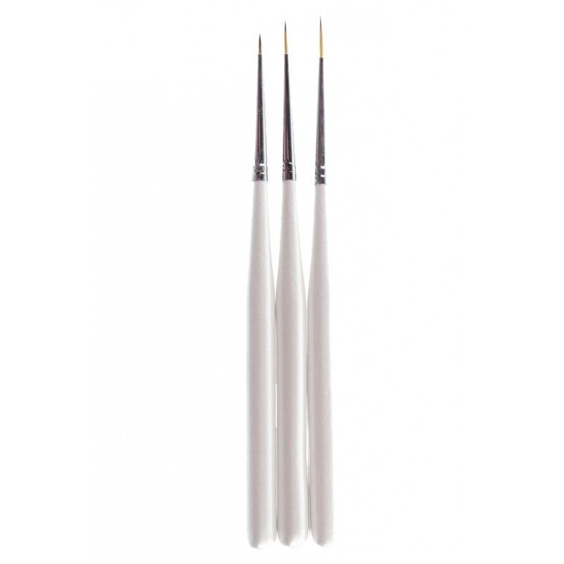 3er Set Nail Art Pinsel Weiss