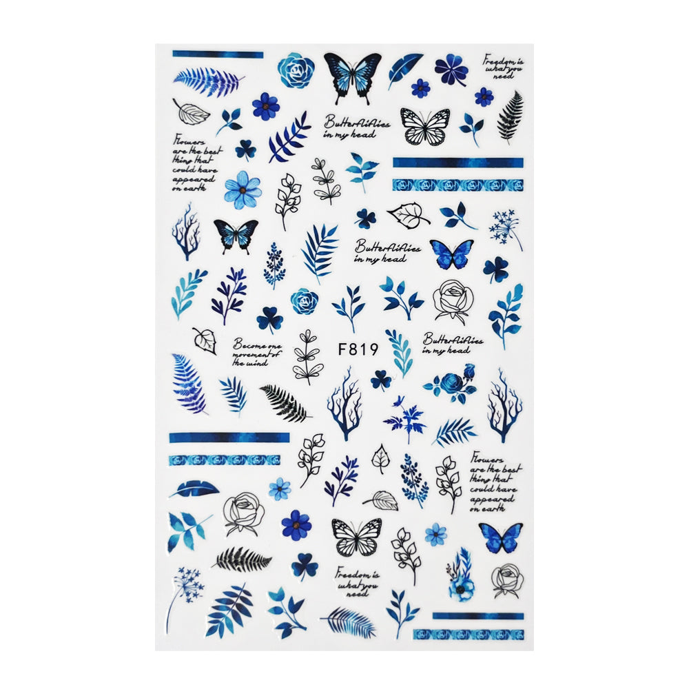Nail Sticker Blumen Blau