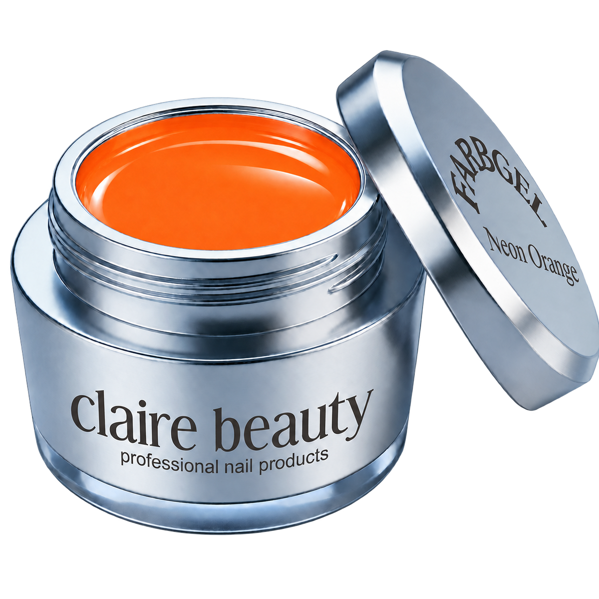 claire beauty Farbgel Neon Orange im offenen Tiegel