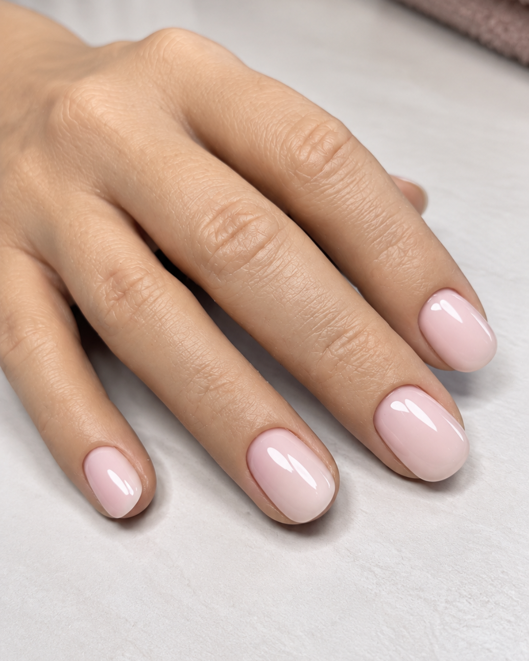 Fiberglas Camouflage Gel Creme Rosé auf modellierten Nägeln