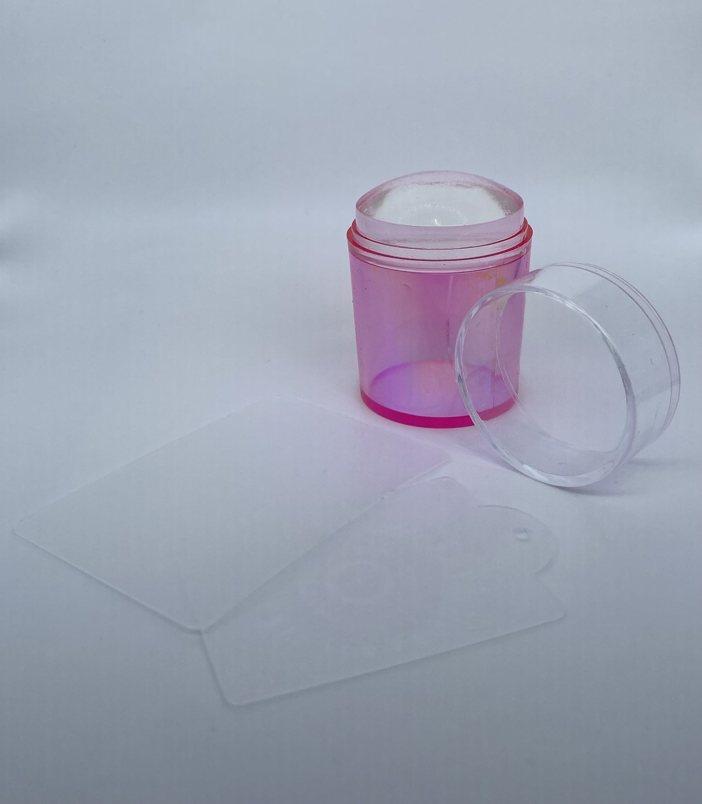 Stempel & Scraper klar im Set Rosa irisierend