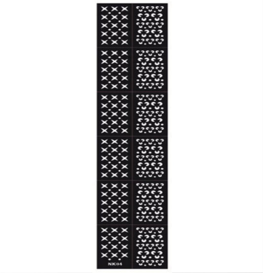 12x Nail Art Schablone NK04 - Muster Sterne/Blumen