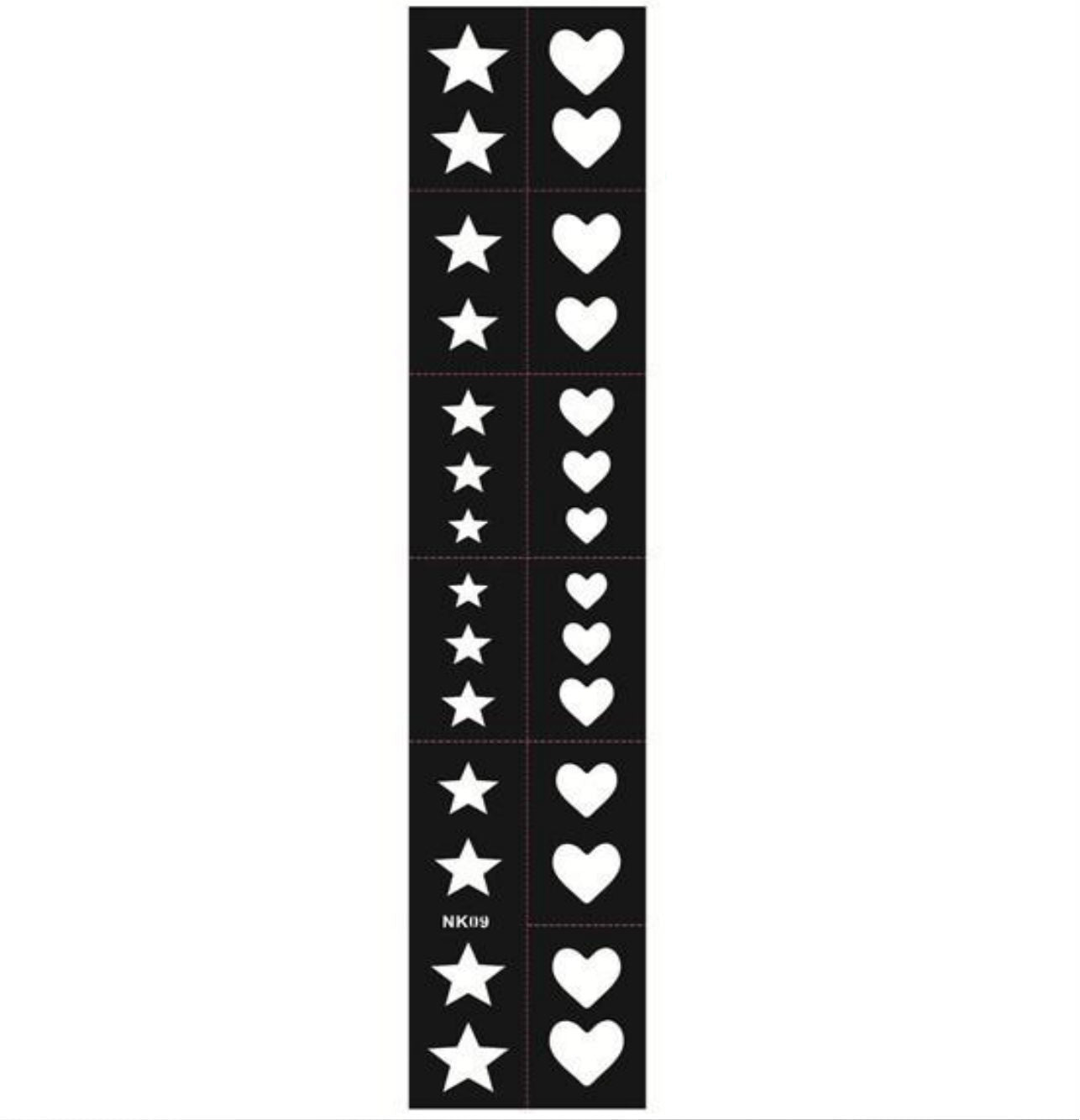 12x Nail Art Schablone NK09 - Herz/Stern