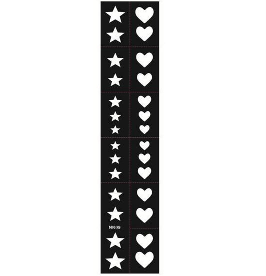 12x Nail Art Schablone NK09 - Herz/Stern