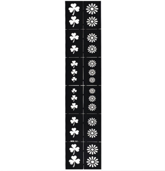 12x Nail Art Schablone NK12 - Kleeblatt/Blume