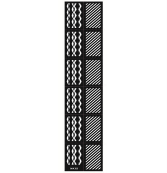 12x Nail Art Schablone NK15 - Muster Raute/Streifen