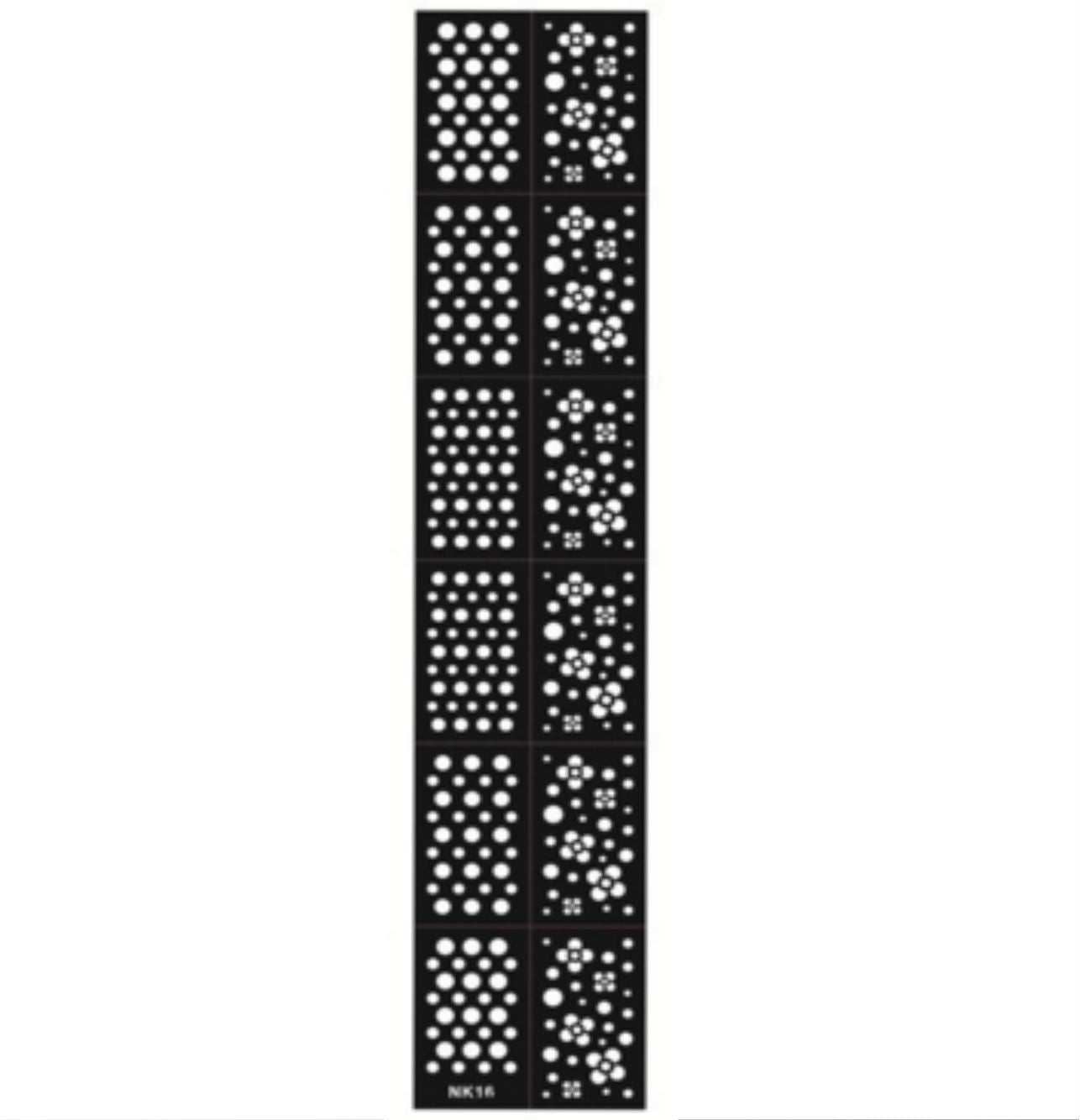 12x Nail Art Stencil NK16 - Floral/Circle Pattern