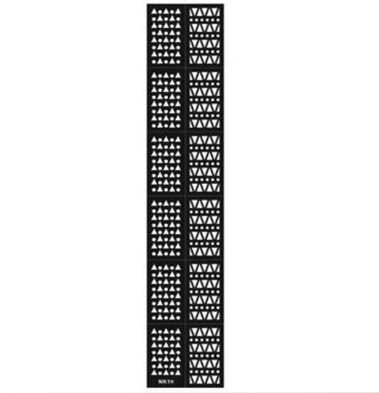 12x Nail Art Schablone NK18 - Muster Dreieck/Kreis