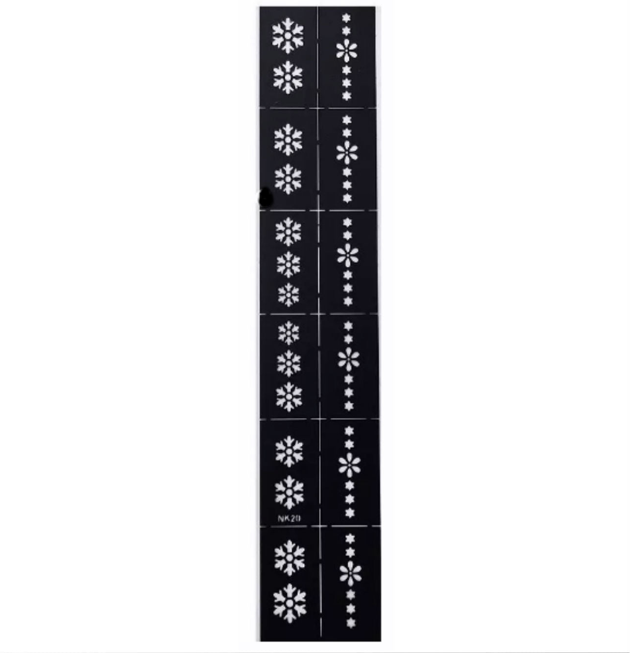 12x Nail Art Stencil NK20 - Snowflakes/Stars/Flowers