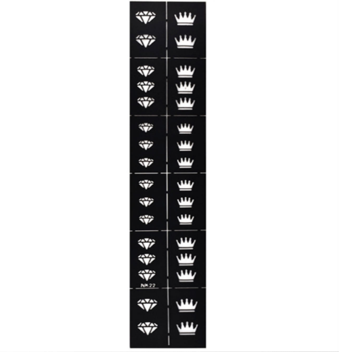 12x Nail Art Schablone NK22 - Diamant/Krone