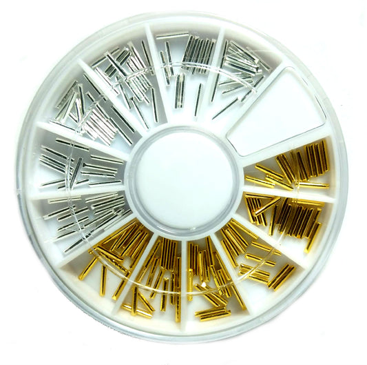 180 Strasssteine Stäbchen Gold/Silber