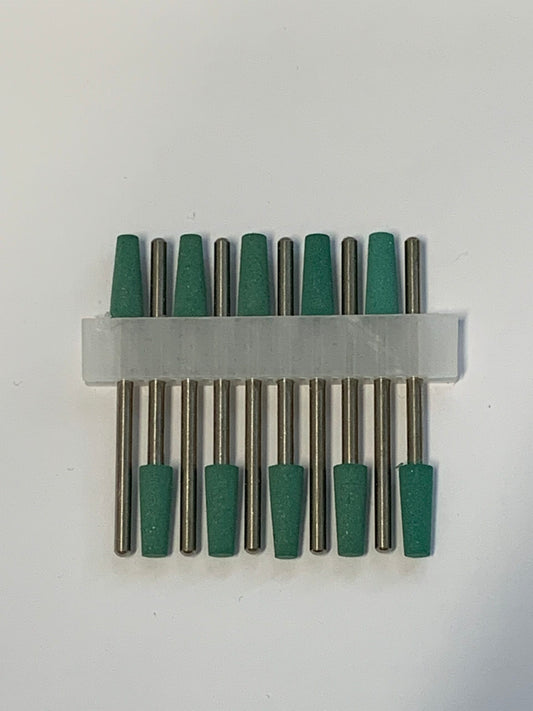 Grüner Silikonpolierer Kegel mit Spitze, mittel/grob, 240 Grit, 4mm, Nails Factory für Nagel- und Manikürearbeiten