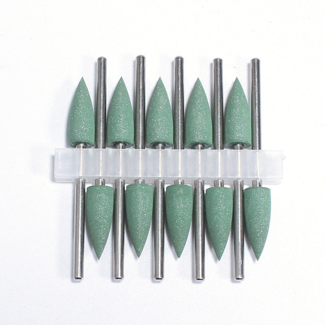Grüner Silikonpolierer von Nails Factory, mittel/grob, spitzig, 240 Grit, 1 cm lang für Nagel- und Nagelpflege.