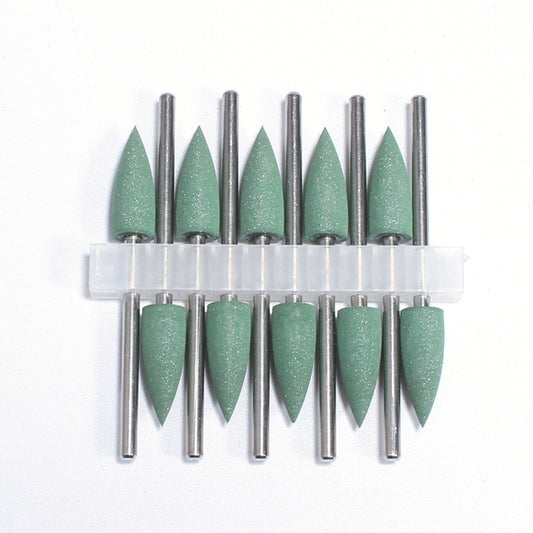 Grüner Silikonpolierer von Nails Factory, mittel/grob, spitzig, 240 Grit, 1 cm lang für Nagel- und Nagelpflege.