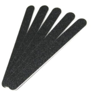 Zwei schwarze Profi-Nagelfeilen gerade mit Körnung 100/180 von Nails Factory, für präzises Nagel-Design.
