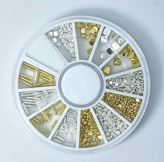 360 Strasssteine / Nagelschmuck Mix gold und silber 2