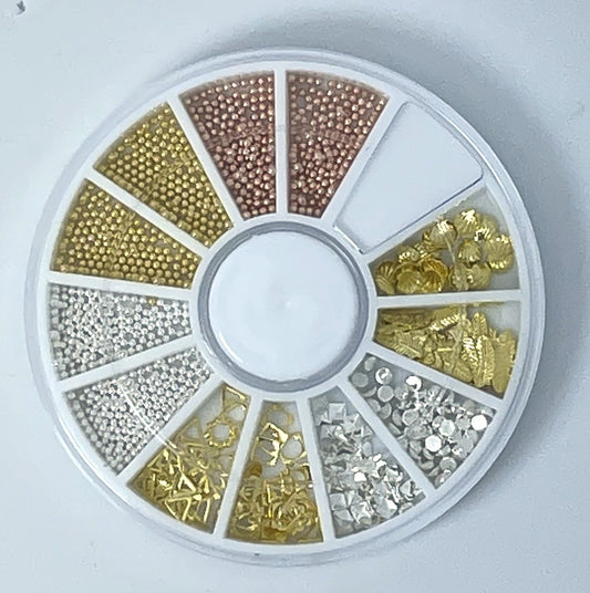 600 Strasssteine / Nagelschmuck Mix Gold, Silber, Roségold