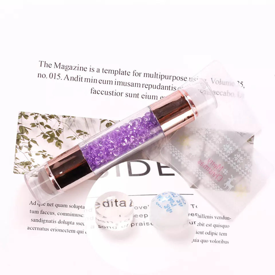 Design Stempel & Scraper Klar im Set mit Strasssteinen Lila