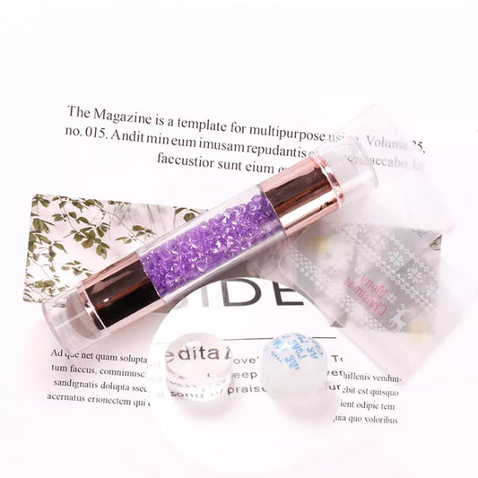Design Stempel & Scraper Klar im Set mit Strasssteinen Lila