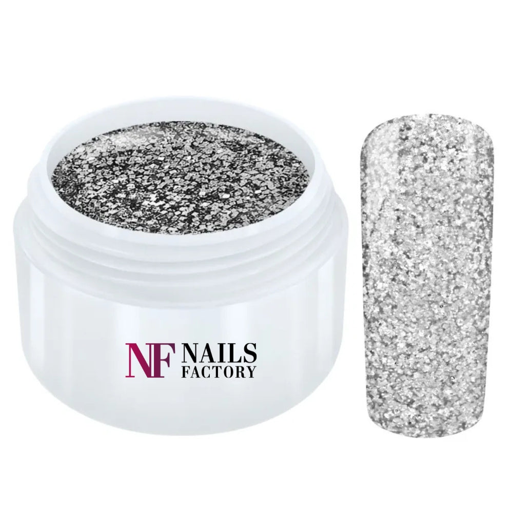 Nails Factory Farbgel Extrem Glitter Silver