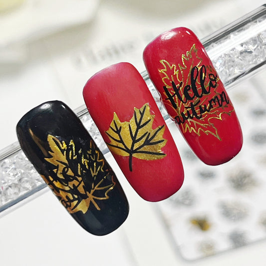 Nail Sticker Herbstblätter Gold