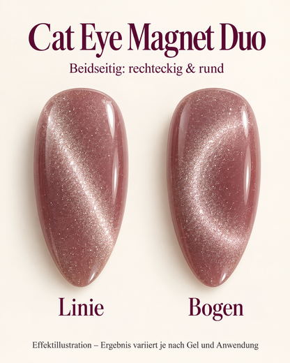 Effektillustration für Cat Eye Magnet Duo: Nageltips mit Lichtstreifen und weichem Bogen