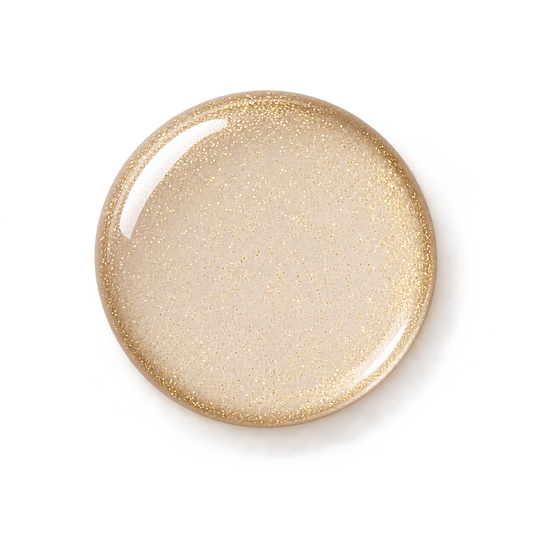 Goldener Glitzer-Effektpunkt des Finish Gel Glitter Gold von claire beauty