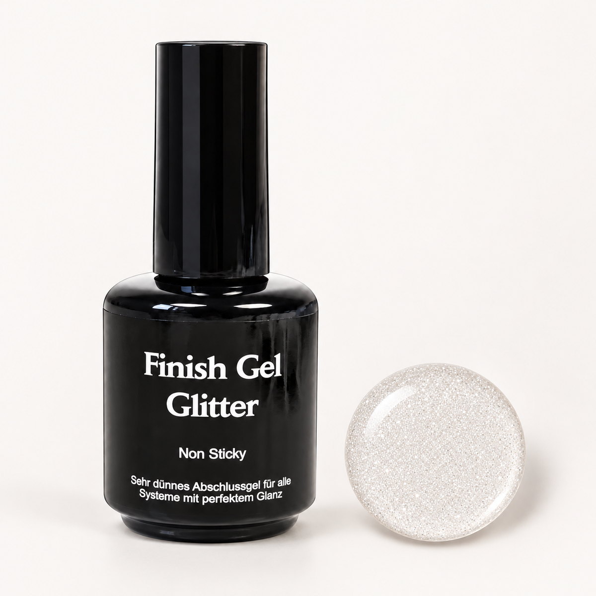 Finish Gel Glitter Silber von claire beauty mit silbernem Gel-Effektpunkt