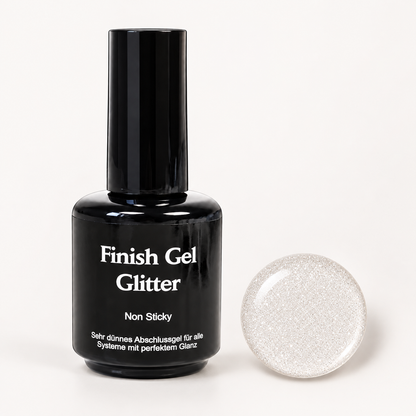 Finish Gel Glitter Silber von claire beauty mit silbernem Gel-Effektpunkt