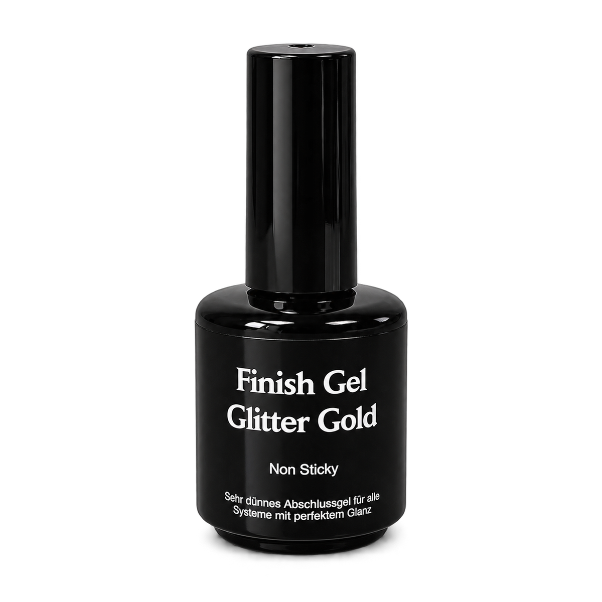 Finish Gel Glitter Gold von claire beauty, schwarze 14-ml-Pinselflasche