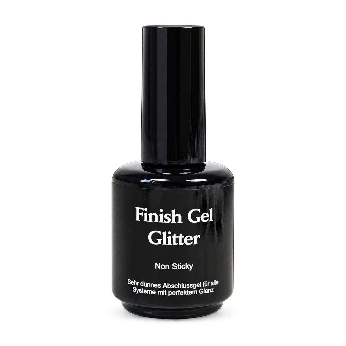 Finish Gel Glitter Silber von claire beauty, schwarze 14-ml-Pinselflasche