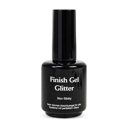 Finish Gel Glitter Silber von claire beauty, schwarze 14-ml-Pinselflasche
