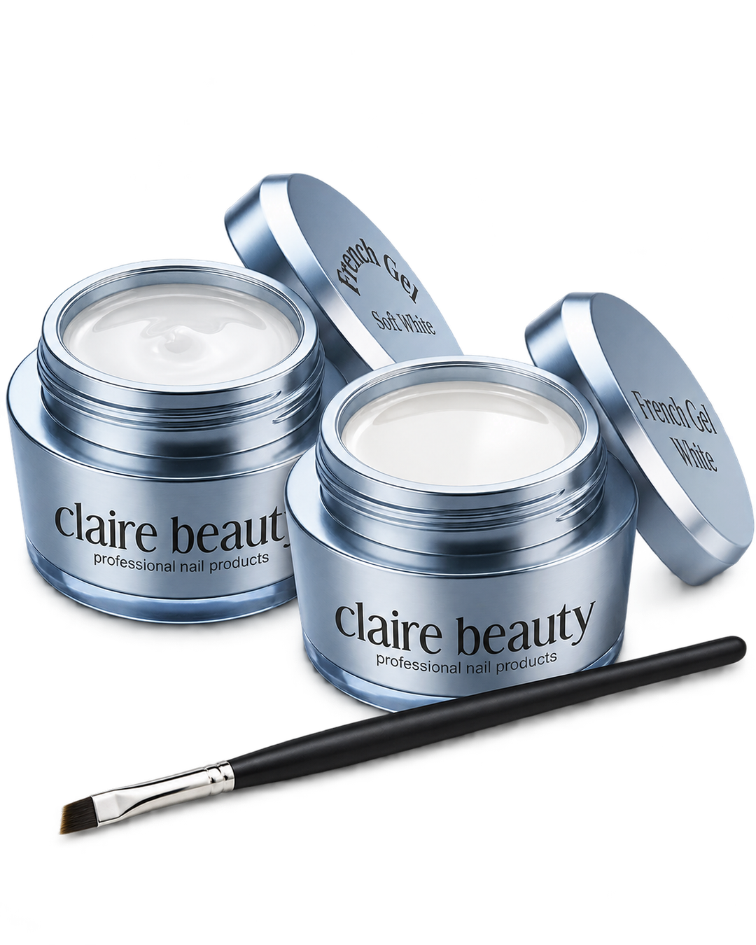 French Gel Duo Set von claire beauty mit French Gel White, Soft White und Profi Line French Gel Pinsel #6