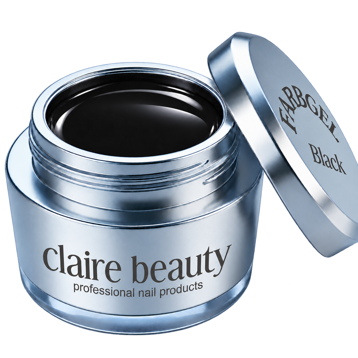 claire beauty Farbgel Black im offenen Tiegel