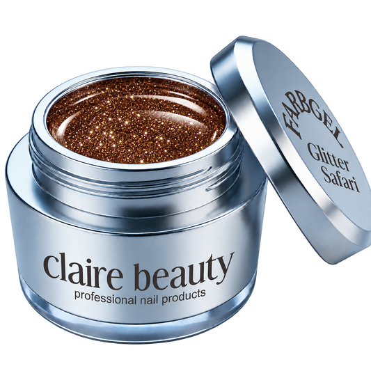 claire beauty Farbgel Glitter Safari im offenen Tiegel