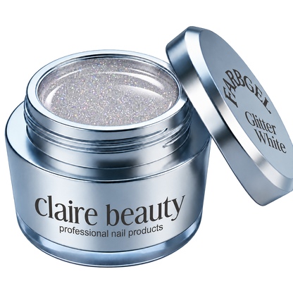 claire beauty Farbgel Glitter White im offenen Tiegel