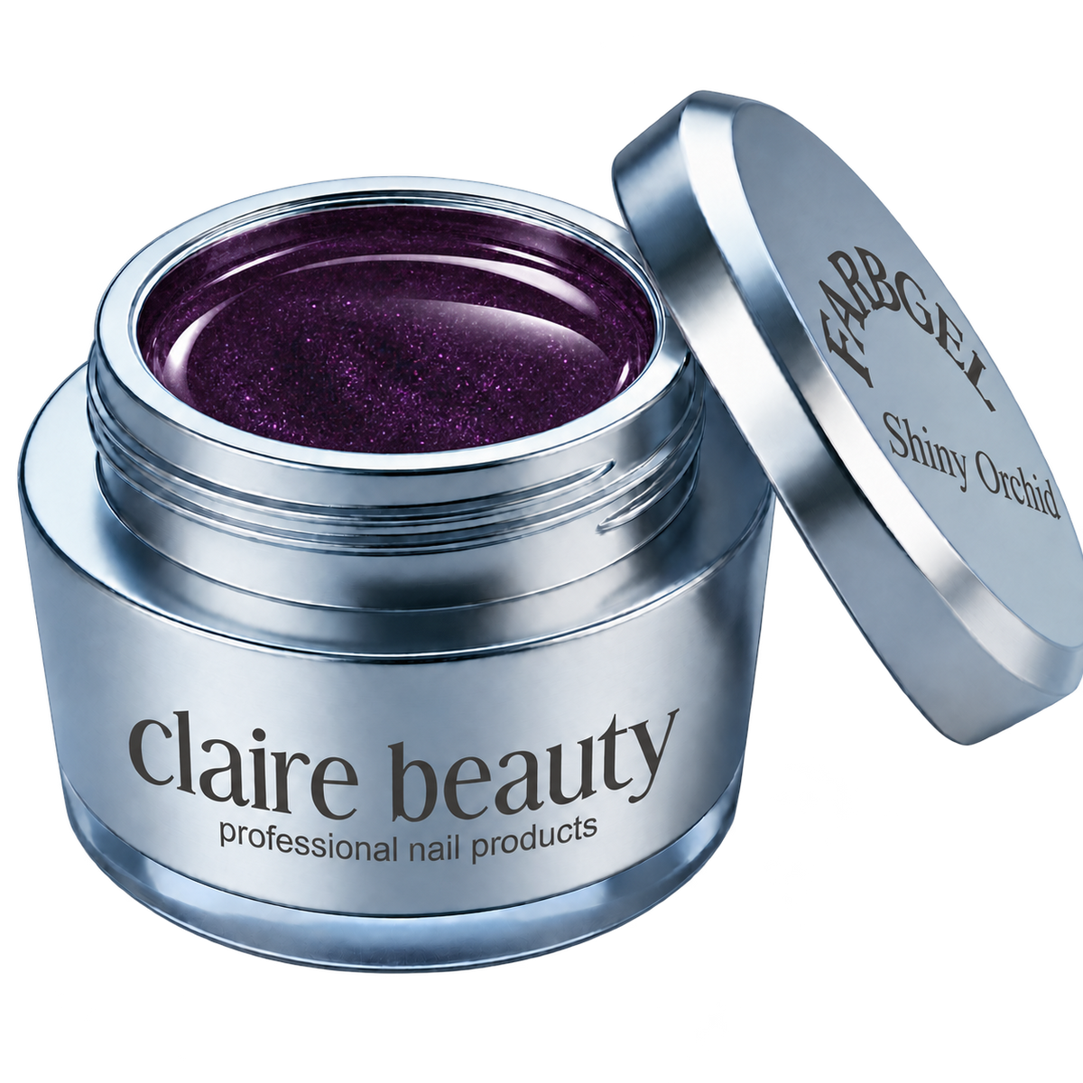 claire beauty Farbgel Shiny Orchid im offenen Tiegel