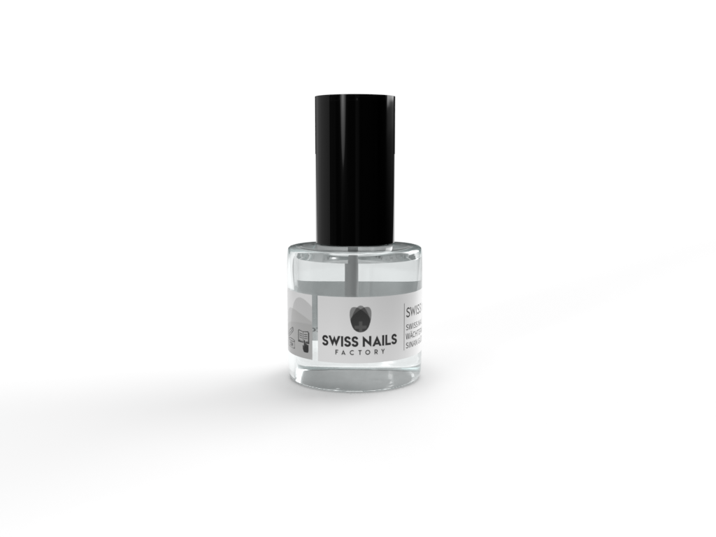 Nagelhärter von Nails Factory, flüssiges Nagelpflegeprodukt in einer transparenten Flasche, für stärkere und gesündere Nägel