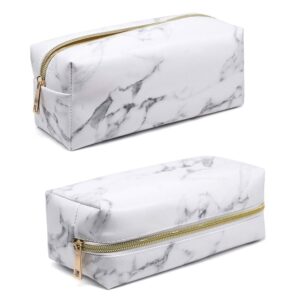 Weiße Marmor-Schmink- und Aufbewahrungstasche von Nails Factory, praktische Kosmetiktasche mit elegantem Design.