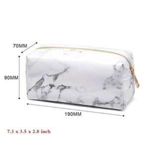 Weiße Marmor-Schmink- und Aufbewahrungstasche von Nails Factory, stilvoller Organizer für Kosmetik und Accessoires.