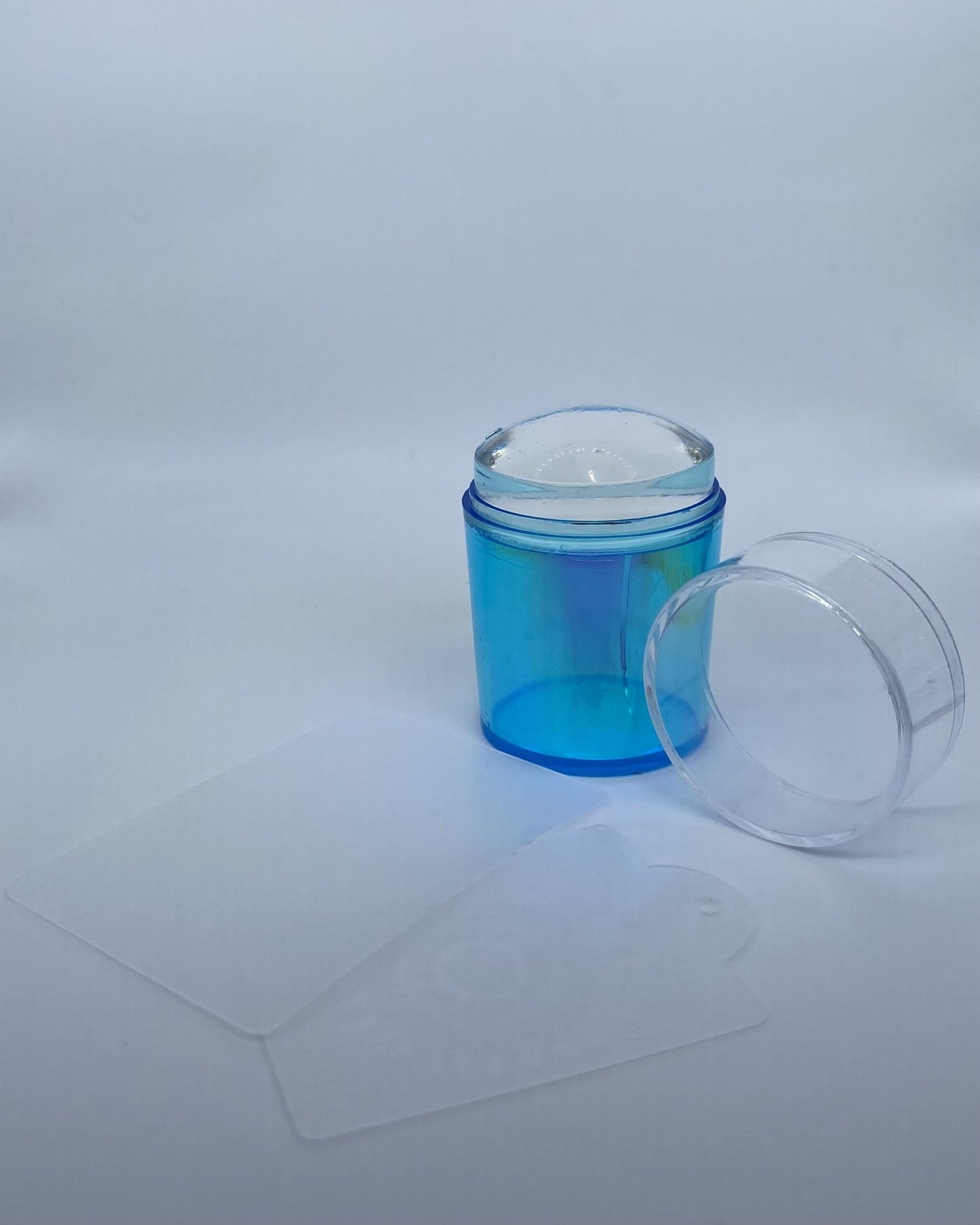 Stempel & Scraper klar im Set Blau irisierend