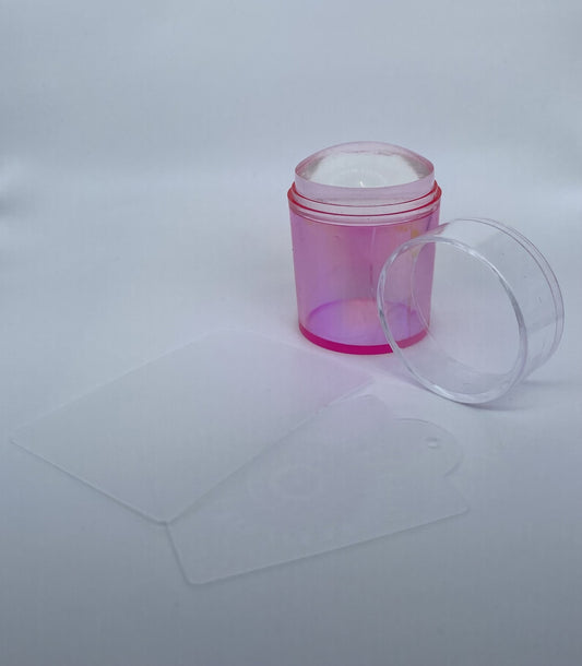 Stempel & Scraper klar im Set Rosa irisierend